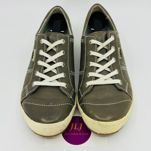 Josef Seibel Women's Caspian Gray Leather Casual Sneakers Size 37 EU/ 6-6.5 US - Picture 3 of 11